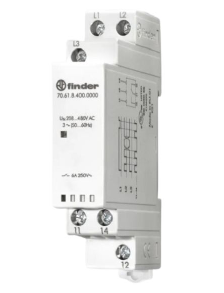 Finder Voltage NFC Monitoring Relay, Three Phase, SPDT, DIN Rail